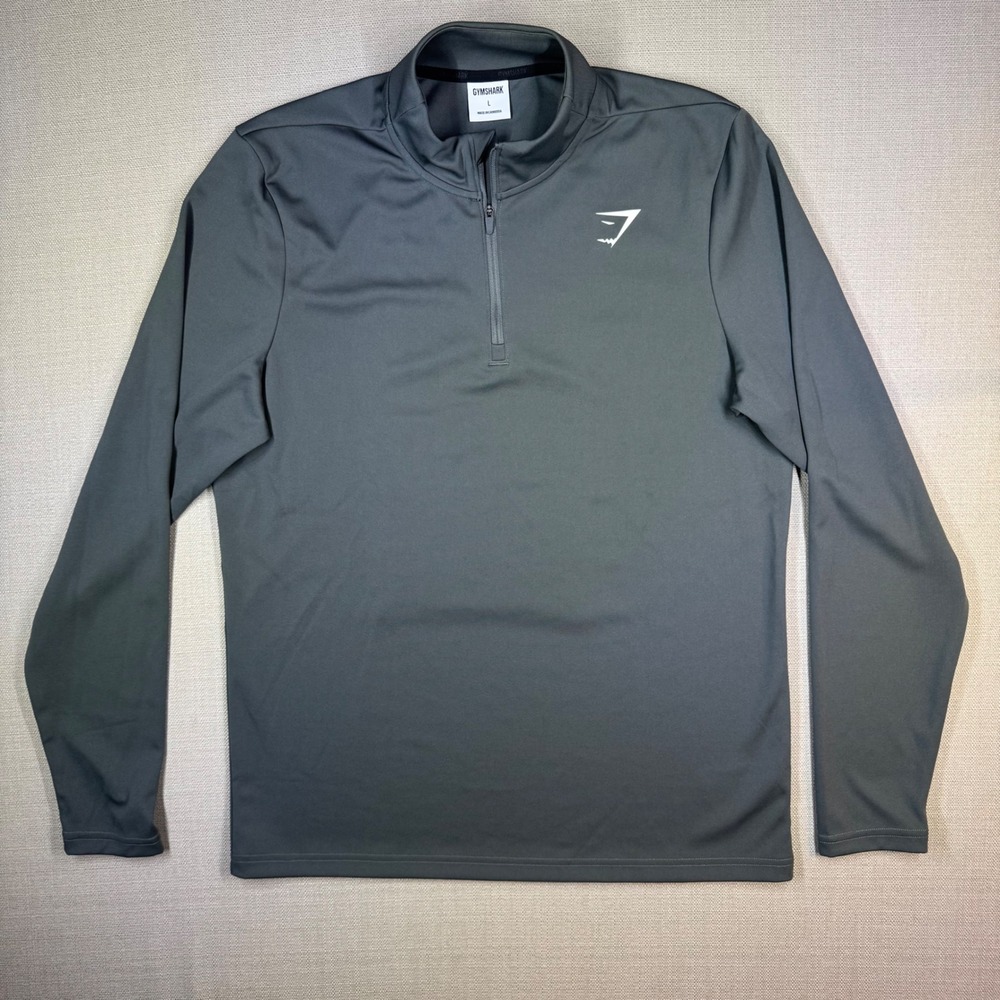 Gymshark Mens Arrival Quarter Zip Pullover Charcoal Gray Size Large